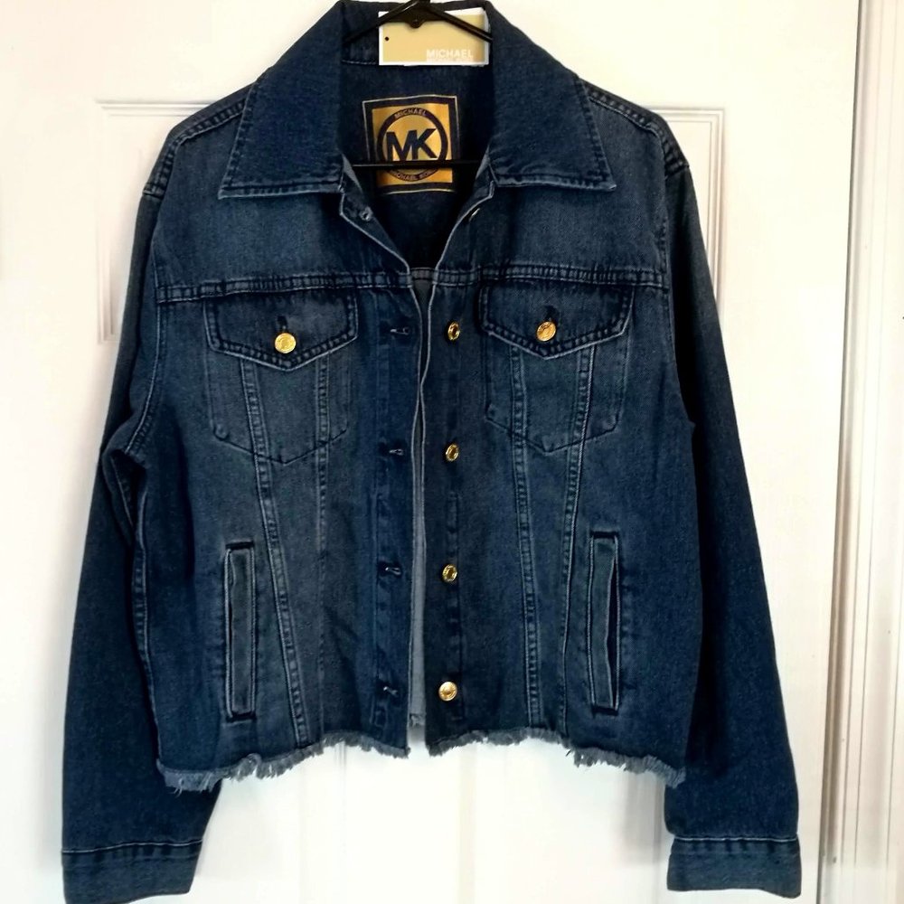 Michael Kors Women’s Denim Blue Fringe Jean Jacket